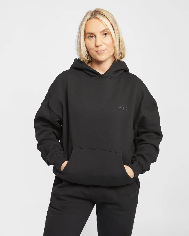 Premium Oversized Hoodie - Black Hoodie with Monochrome Minimalist Simple