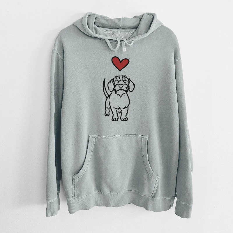 Love Always Wire Dachshund - Henry - Unisex Pigment Dyed Hoodie Hoodie with Cuffed Sleeves Snug Secure