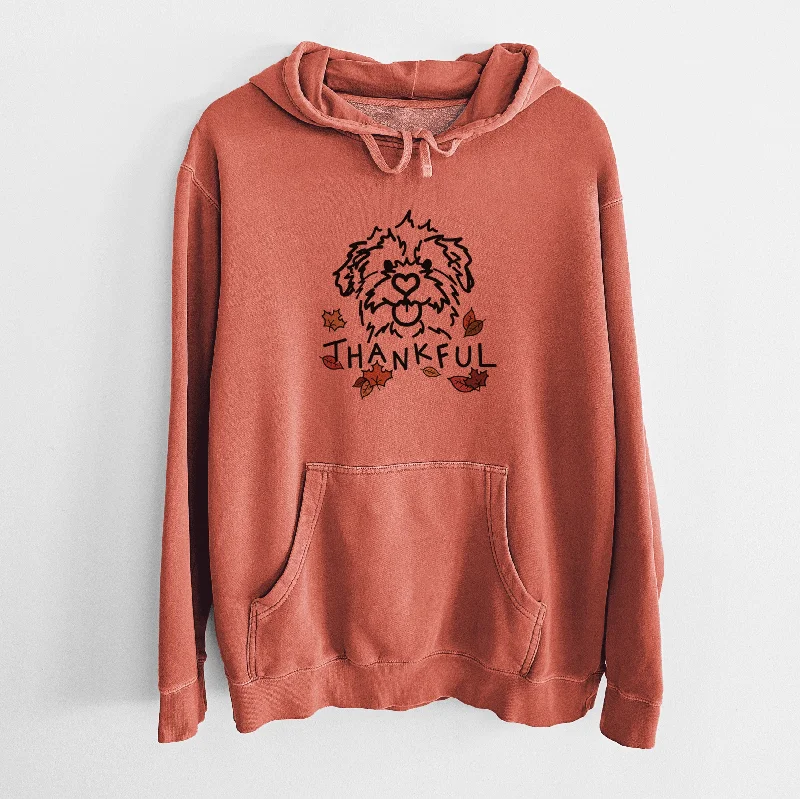 Thankful Mixed Breed - Bea - Unisex Pigment Dyed Hoodie Hoodie with Lace Feminine Delicate