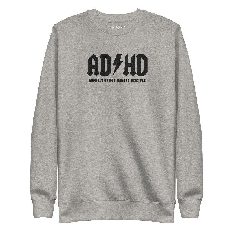 ADHD Asphalt Demon Harley Disciple Embroidered Sweatshirt Hoodie with Elastic Waist Stretchable Comfortable