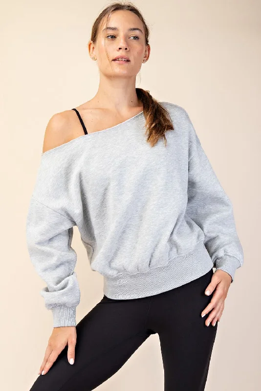 Off Shoulder French Terry Sweatshirt-Curvy Hoodie with Fur Luxurious Winter
