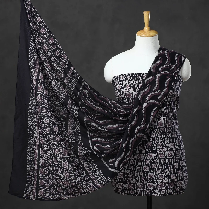 Purple - Kutch Print Cotton 3pc Batik Dress Material 50