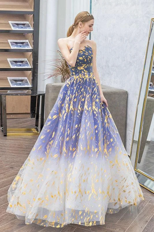 New Arrival A Line Strapless  Long Prom Dress Formal Evening Dresses DMQ72 Tunics Recommended stylist