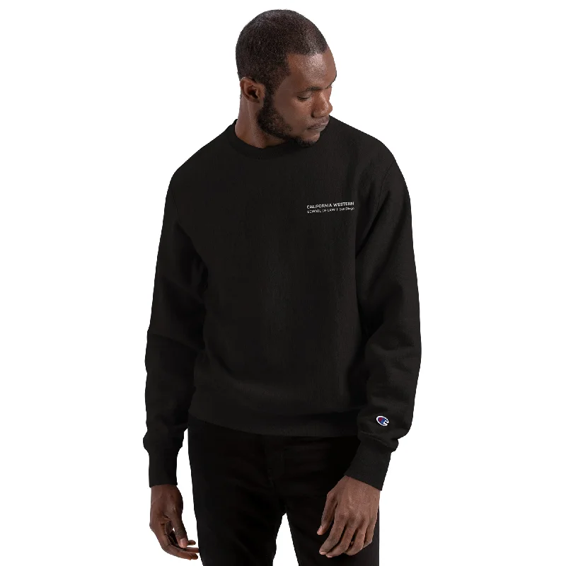 Embroidered Champion Sweatshirt Hoodie with Button Placket Classic Preppy