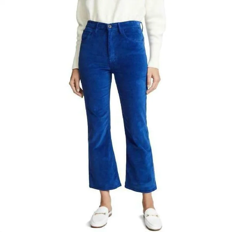 W5 Empire Crop Flare Pants In Blue Stylish Slim Trousers