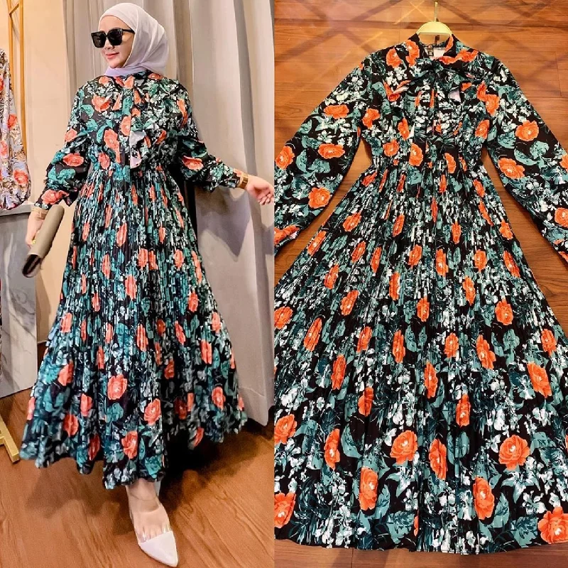 Women's Long Sleeve Modest Fashion Dress S 446283 Casual Short Summer
