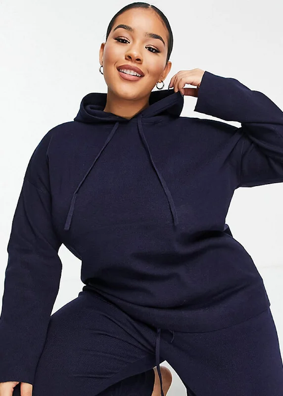 Women's Plain Hoodie,Navy Hoodie with Applique Textured Unique