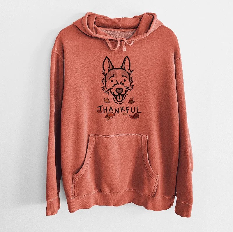 Thankful Jack Russell Terrier - Baxter - Unisex Pigment Dyed Hoodie Hoodie with Drawstring Waist Adjustable Fitted