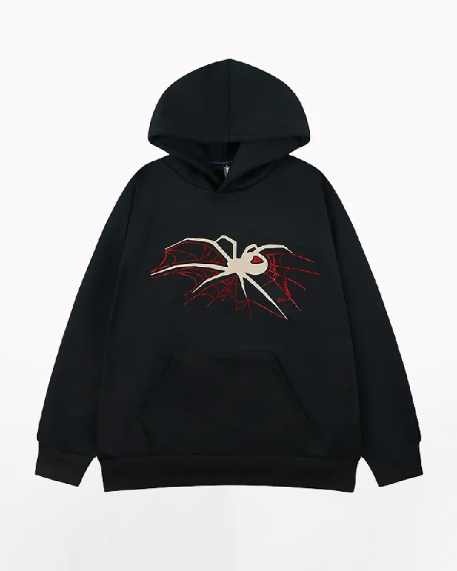 Streetwear Hip-Hop Spider Hoodie Hoodie with Hem Lace Feminine Delicate