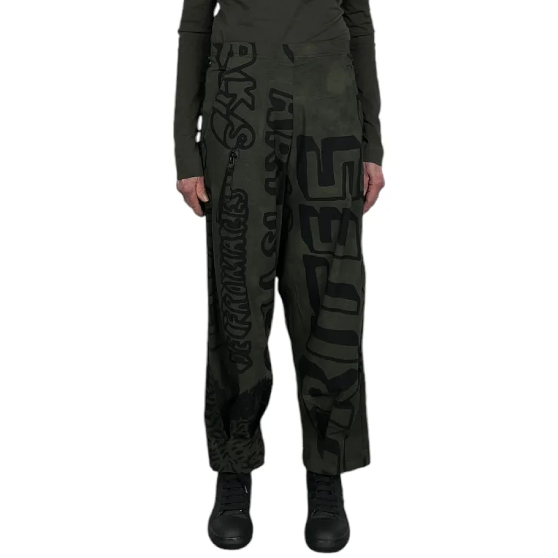 BIG PRINT CURVED LEG PANT Casual Drawstring Pants