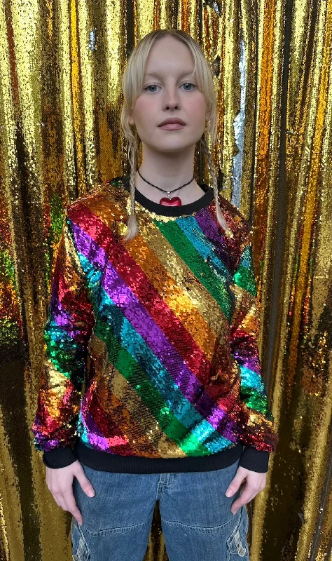 Any Old Iron Golden Rainbow Sweatshirt Hoodie with Half-Zip Sporty Casual