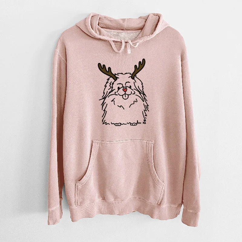 Red Nose Pekingese - Viv - Unisex Pigment Dyed Hoodie Hoodie with Color Block Contrast Stylish