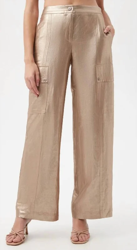 Fatima Pant In Gold Comfortable Denim Pants