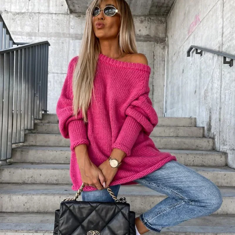 Macaron Chic: Strapless Pullover Knit Sweater Honey Neck Pullover