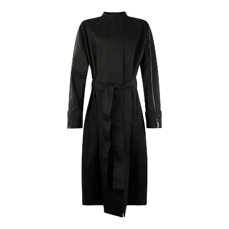 Ferragamo Jackets Black Notch Collar Peter Pan Collar Cowl Neck