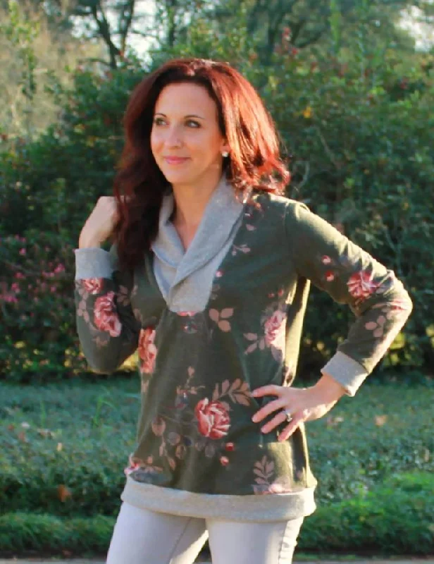 Women's Carolyn Shawl Collar Sweater Pullover sewing pattern XS-XXXL Square Neck Pullover