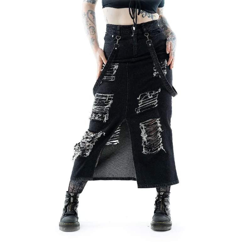 RUNA SKIRT - BLACK STONEWASH
