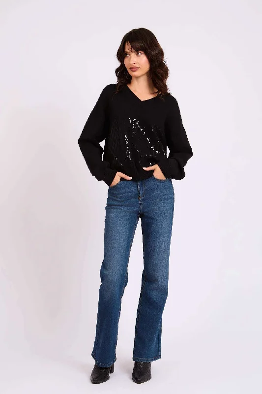 Women Regular Fit Pullover - Black Fitted Ribbed Sweater