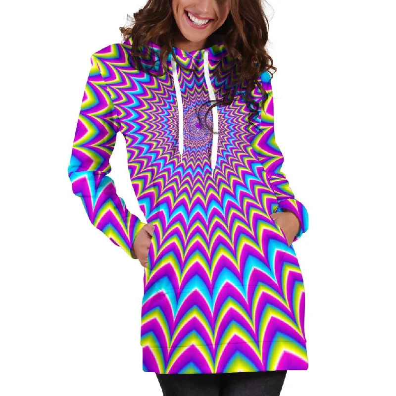 Dizzy Spiral Moving Optical Illusion Pullover Hoodie Dress