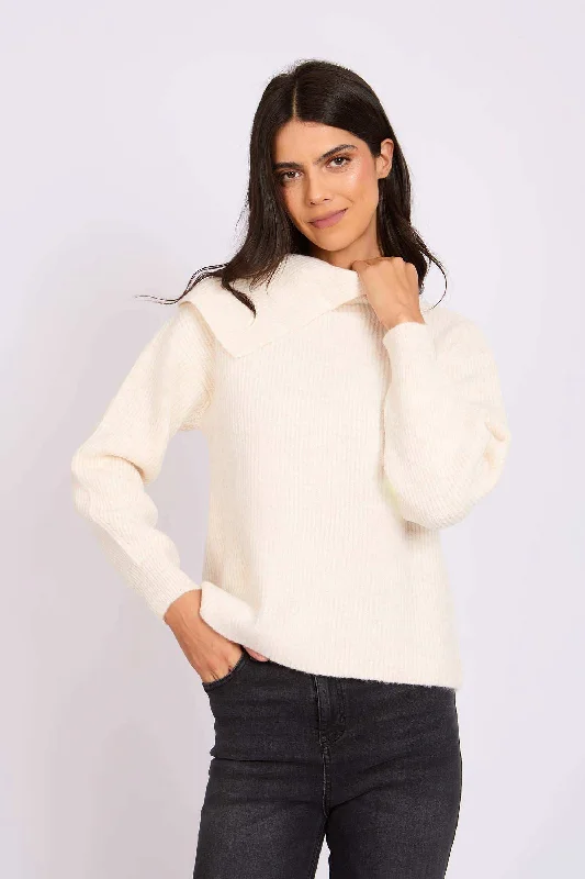 Women Regular Fit Pullover - Off White Textured Knit Design