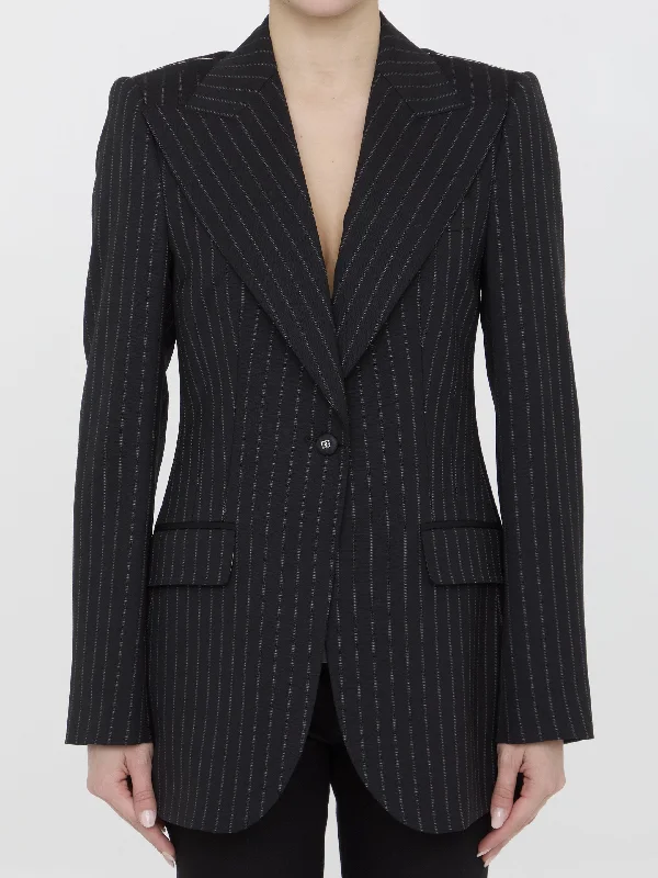Pinstripe Jacket Knit Jacket Woven Jacket Fleece Jacket