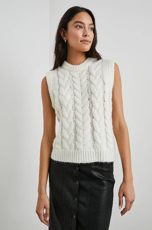 ALEXIS SWEATER VEST - IVORY Anti-Pilling Anti-Shrink Durable