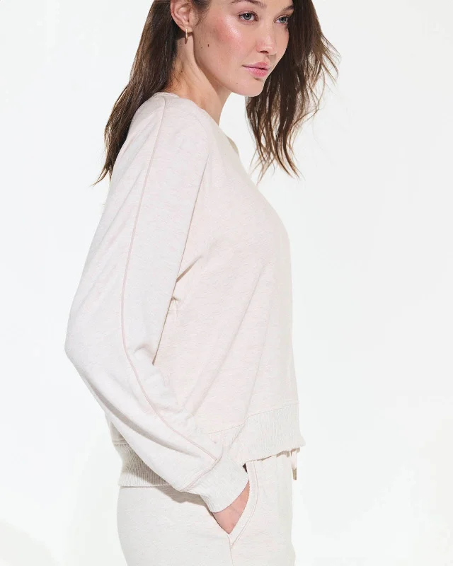 Soft Fleece Plush Crewneck Pullover Batwing Sleeve Top