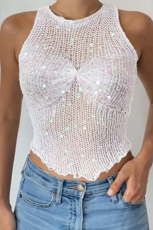 SEQUINED WOMEN TANK TOP grey tank top