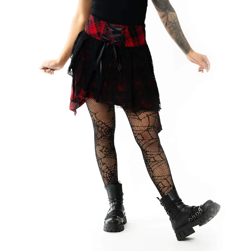 FLORA SKIRT - BLACK/RED CHECK