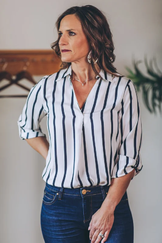 Flowy Pullover Satin Blouse (Dex) Blouson Sleeve Pullover