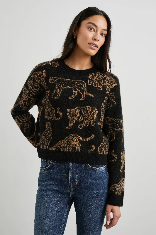 PERCI SWEATER - CAMEL WILD CATS Transparent Opaque Sheer