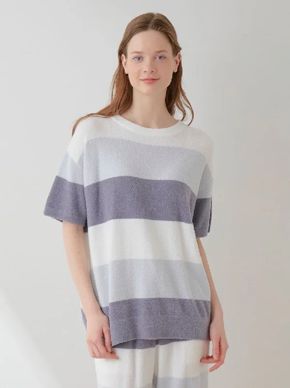 Smoothie 3-Border Pullover Top Tight Sleeve Top