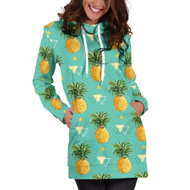 Geometric Pineapple Pattern Print Pullover Hoodie Dress