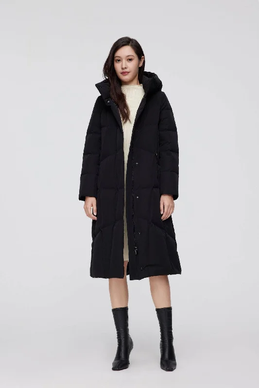 Full Length Hooded Goose Down Jacket Bomber Jacket Anorak Windbreaker