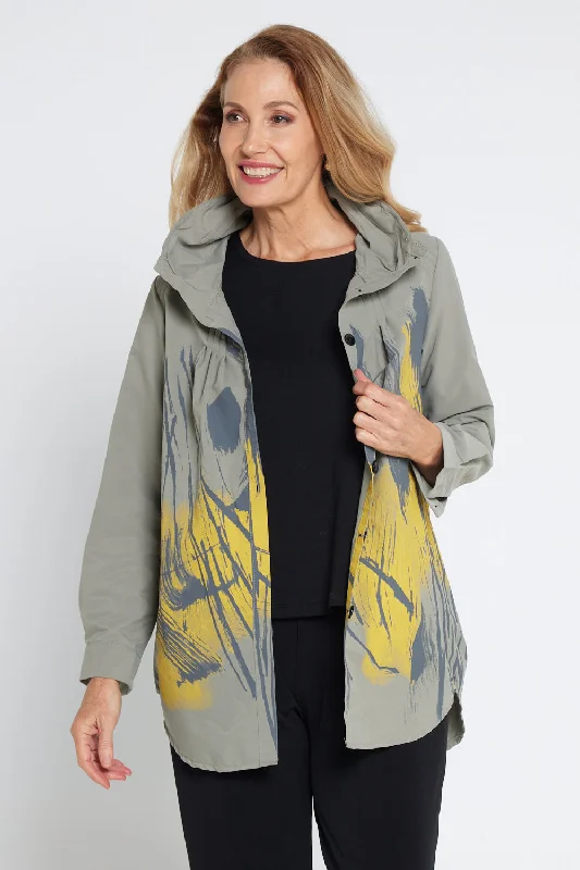 Prague Jacket - Taupe/Yellow Elasticated Jacket Padded Jacket Insulated Jacket