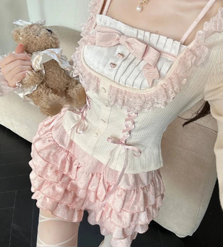 Sweet and pure princess style bow cake skirt velvet skirt glossy