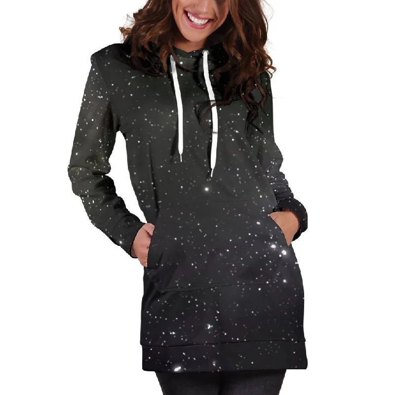 Dark Universe Galaxy Outer Space Print Pullover Hoodie Dress