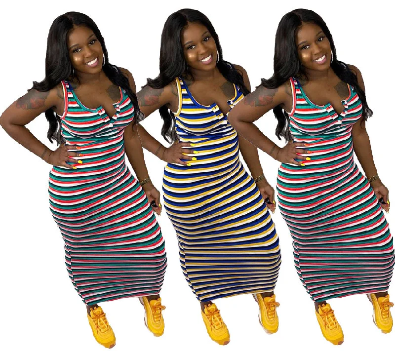 Fashion striped tank top loose fitting dress AY2958 sage tank top