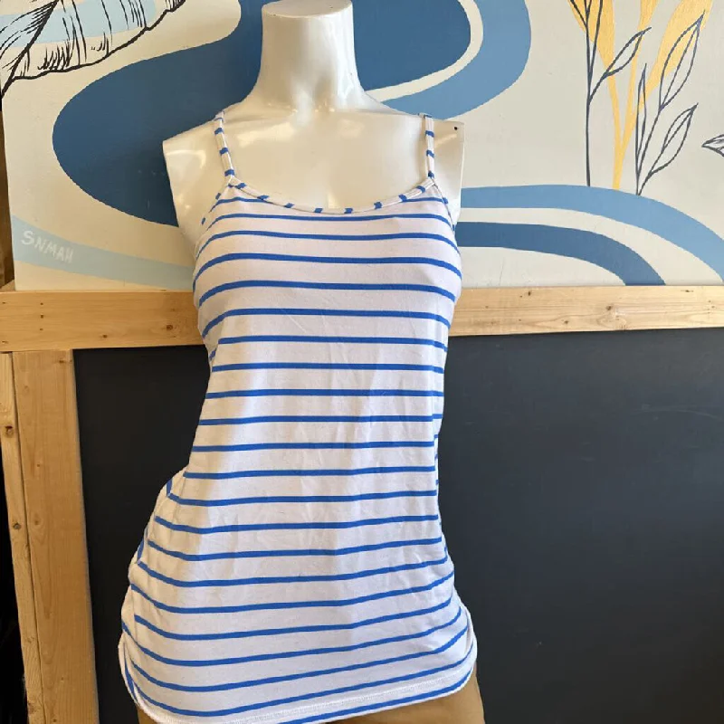 Lululemon - Women's Striped Tank Top: Blue / White-women-8 one shoulder tank