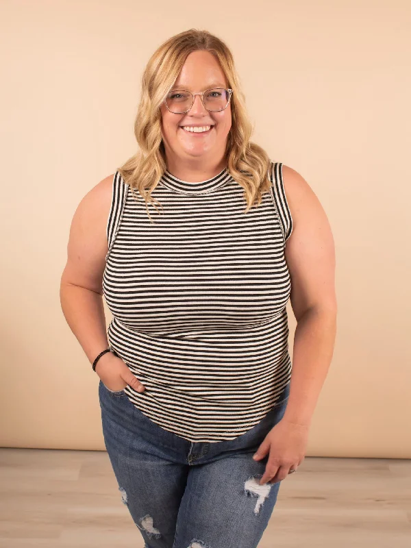 Layered in Love Ribbed Stripe Tank in Black cute tank top