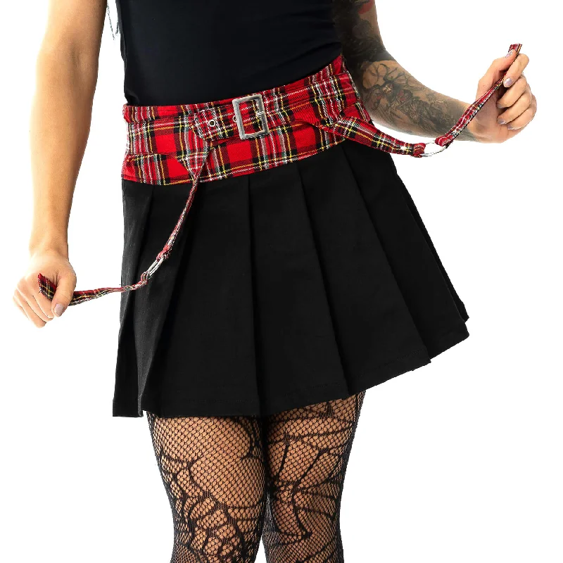 BOBBI SKIRT - BLACK/RED TARTAN