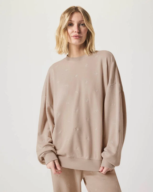 Elise Embroidered Pullover Flutter Sleeve Feminine