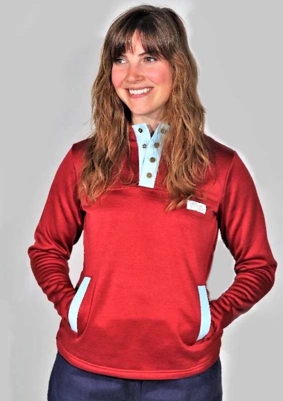 Bailey Snap Pullover (Merlot) Cap Sleeve Casual