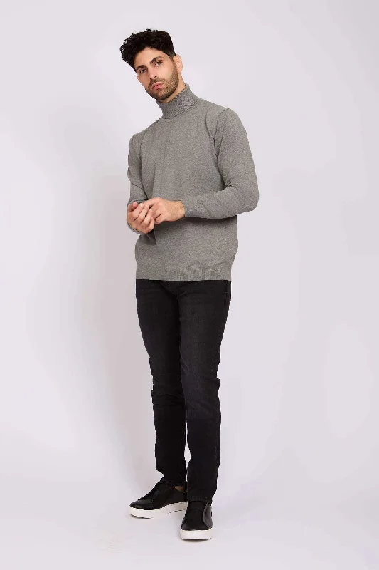 Men Regular Fit Pullover - Grey Button Front Sweater