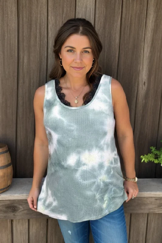 Make a Splash - Waffle Knit Tank charcoal tank top