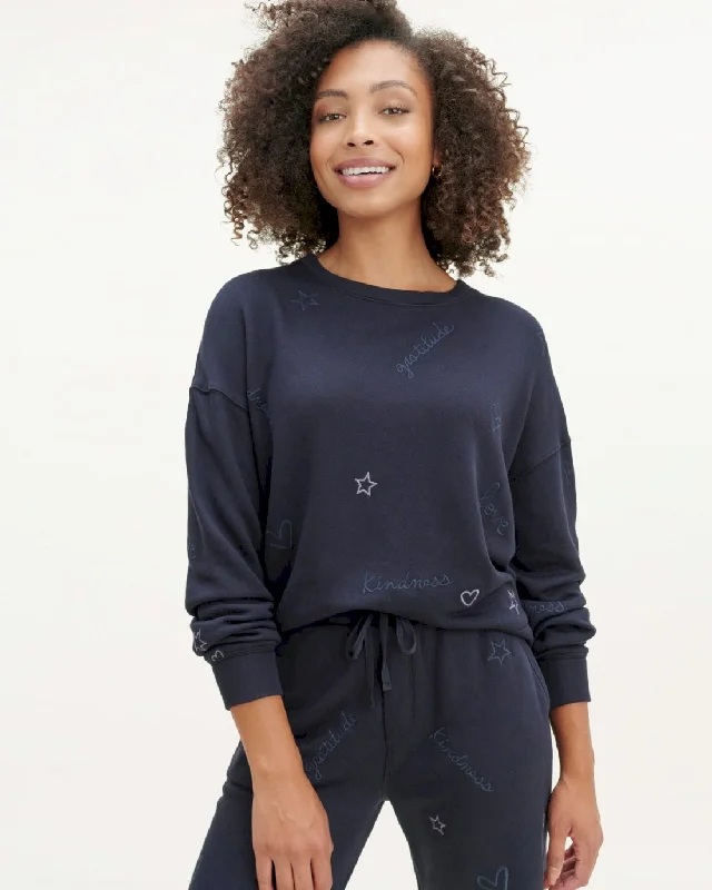 Virtue Embroidered Pullover Three Quarter Sleeve
