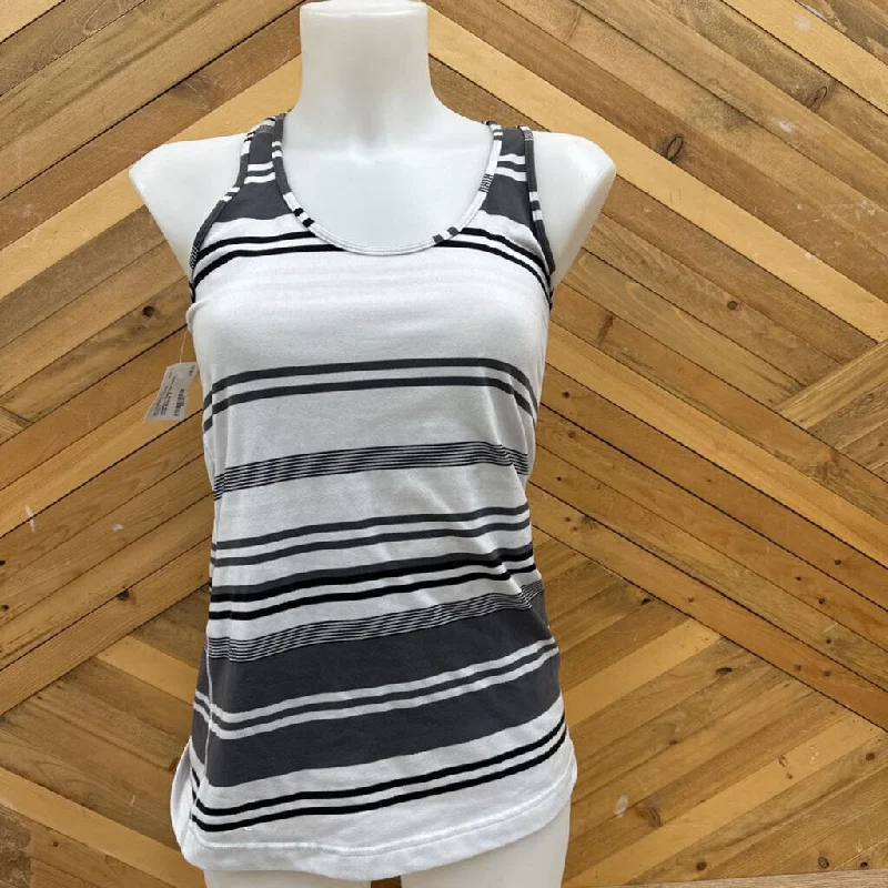 Lululemon - Tank Top: Black, white Stripes -women-6 trendy tank top