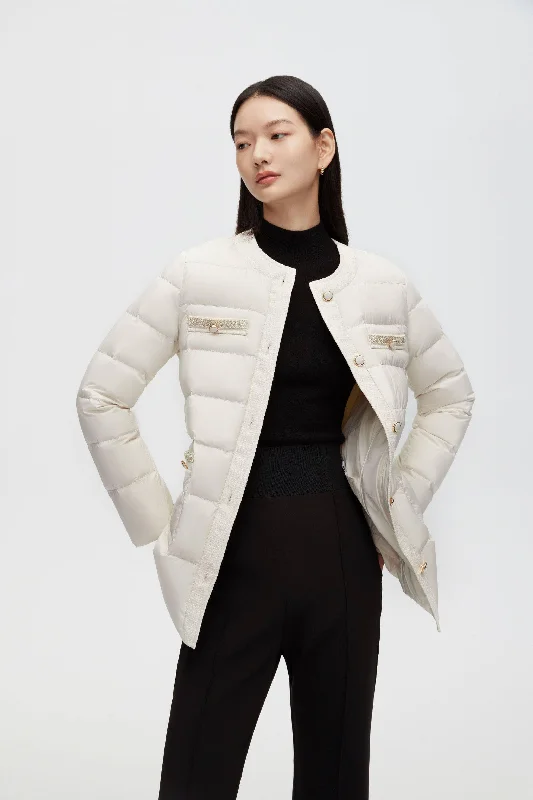 Round Collar Goose Down Short Jacket Jacket Blazer Coat