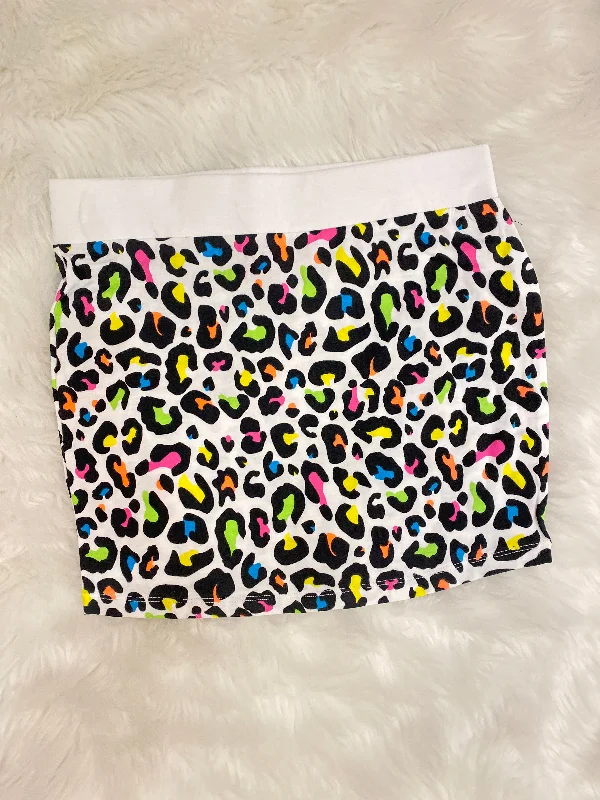 DOOR BUSTER* LEOPARD SKIRT IN WHITE MULTI corduroy skirt comfortable