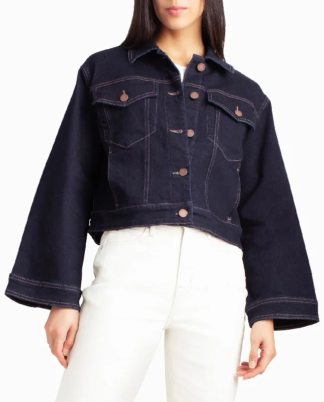 Nicole Miller Lenox Hill Bell Sleeve Crop Jacket Notch Collar Jacket Peter Pan Collar Jacket Cowl Neck Jacket
